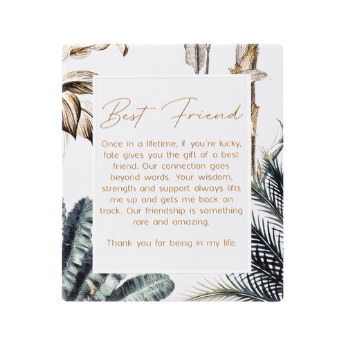 Exotic "Best Friend" Ceramic Verse Plaque Gift Embossed Stand or Hang In Earthy Tones