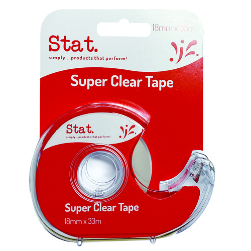 Stat Clear Sticky Tape 18mm x 33m On Dispenser - 26411