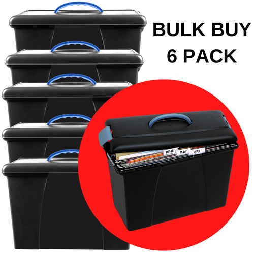 Crystalfile Carry Case Box 18 Litre Black With Lid 8008602 - 6 Pack