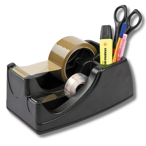 Marbig 2-in-1 Heavy Duty Tape Dispenser 48mm and 18mm Tape Holder 0398620 - Black