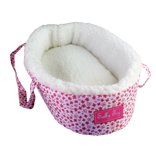 Kids Baby Carry Basket Wool Lined Toy Baby Doll Accessory By Sally Fay - 317L